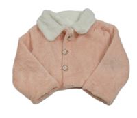 Ružové chlpaté prepínaci bolerko s golierikom Shein