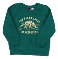 Zelená mikina s kostrou dinosaura a nápisom Lupilu