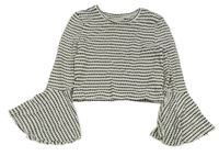 Smetanovo-černé vzorované crop triko Matalan