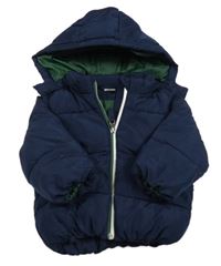 Tmavomodrá šusťáková zimní bunda s kapucí H&M