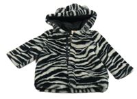 Svetlošedá -čierna vzorovaná kožušinová zateplená bunda s kapucňou Hema