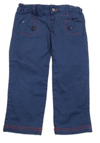 Tmavomodré plátenné nohavice