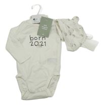 Nové - 2set - Smetanové body s ježky + bavlněná čepice H&M