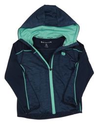 Tmavomodro-melírovaná sportovní propínací mikina s kapucí Manguun