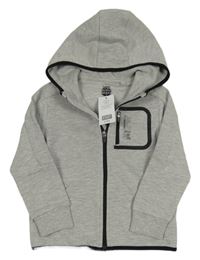 Nové - Šedá melírovaná propínací mikina s číslem a kapucí F&F