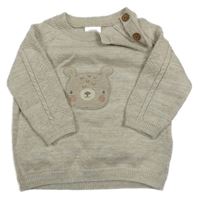 Béžový melírovaný sveter s medvěďom Next