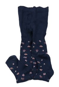 Tmavomodré květované punčocháče