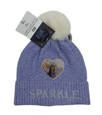 Nové - Levandulová třpytivá pletená čepice s Wish a bambulí Disney