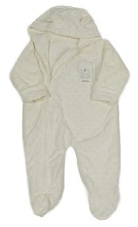 Smotanová minky podšitá kombinéza s medvěďom a kapucňou George