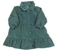 Tmavozelené žebrované propínací košilové šaty Zeeman