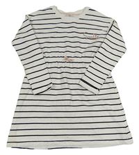 Bílo-černé pruhované teplákové šaty s nápisem Little Kids