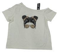 Bílé tričko s dívkou Shein