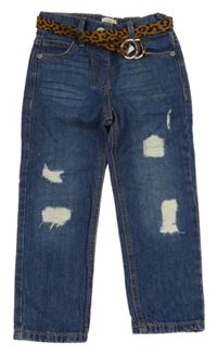 Nové - Modré rifle s prošoupáním a páskem F&F