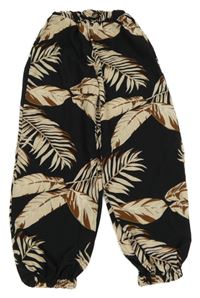 Čierne ľahké cuff nohavice s listami Shein