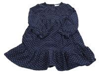 Tmavomodré bodkovaná é menšestrové šaty M&S