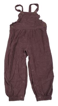 Vínové manšestrové laclové kalhoty s volánky So Cute