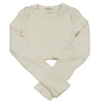 Smotanové rebrované crop tričko Tom Tailor