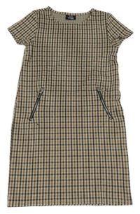 Sivo-čierno-hnedé kockované šaty Page One Young