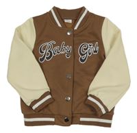 Hnedo-béžová baseballová mikina s nápisom