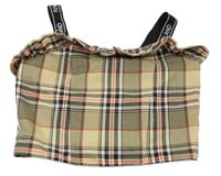Béžovo-čierno-biely kockovaný crop top s volánem River Island