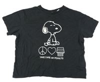 Čierne crop tričko so Snoopym H&M