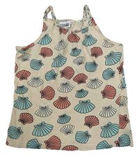 Pudrový crop top s mušlemi