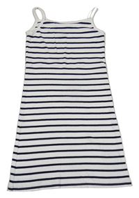 Bielo-čierne pruhované rebrované elastické šaty H&M