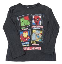 Antracitové melírované tričko s Avengers C&A