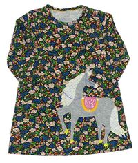 Farebné kvetované šaty s koníkem