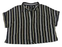 Čierno-biela pruhovaná ľahká crop blúzka New Look