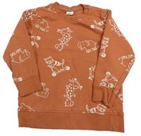 Hnedá mikina so zvieratkami H&M