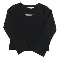 Černé žebrované crop triko s nápisem Zara
