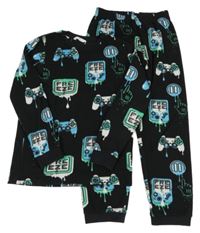 Čierne fleecové pyžama s ovladači M&S