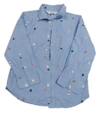 Světlemodrá košile s vánočními obrázky H&M