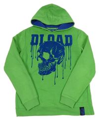 Zelená mikina s modrou lebkou a kapucňou C&A