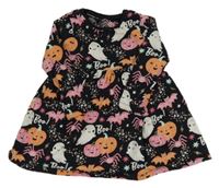 Černé vzorované šaty s dýněmi a duchy F&F