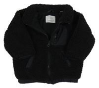 Černá huňatá podšitá propínací mikina Zara