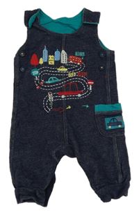 Tmavomodré laclové tepláky s obrázky George