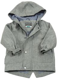 Šedá melírovaná jarní bunda s kapucí Primark