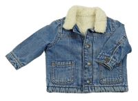 Modrá zateplená rifľová bunda s huňatým golierom Nutmeg