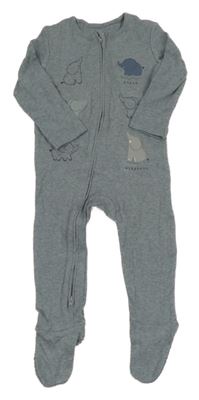 Tmavomodro-šedý melírovaný overal se slony George