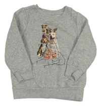 Sivá melírovaná mikina s pejsky Tchibo