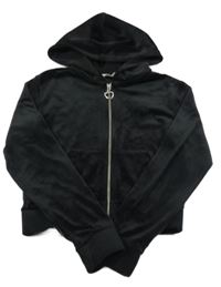 Čierna zamatová crop prepínaci mikina s kapucňou H&M