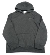 Tmavosivá mikina s logom a kapucňou Slazenger