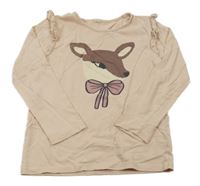 Pudrové triko s kolouškem a volánky 