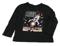 Čierne tričko s nápisom a raketou Primark