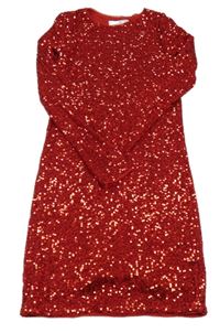 Červené flitrové šaty H&M