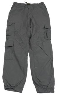 Šedé šusťákové podšité kalhoty s kapsami Next