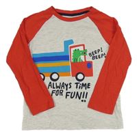 Šedo-červené triko s autem F&F