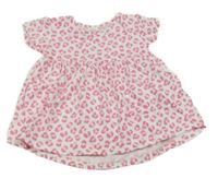 Bielo-ružové vzorované bavlnené šaty Ergee